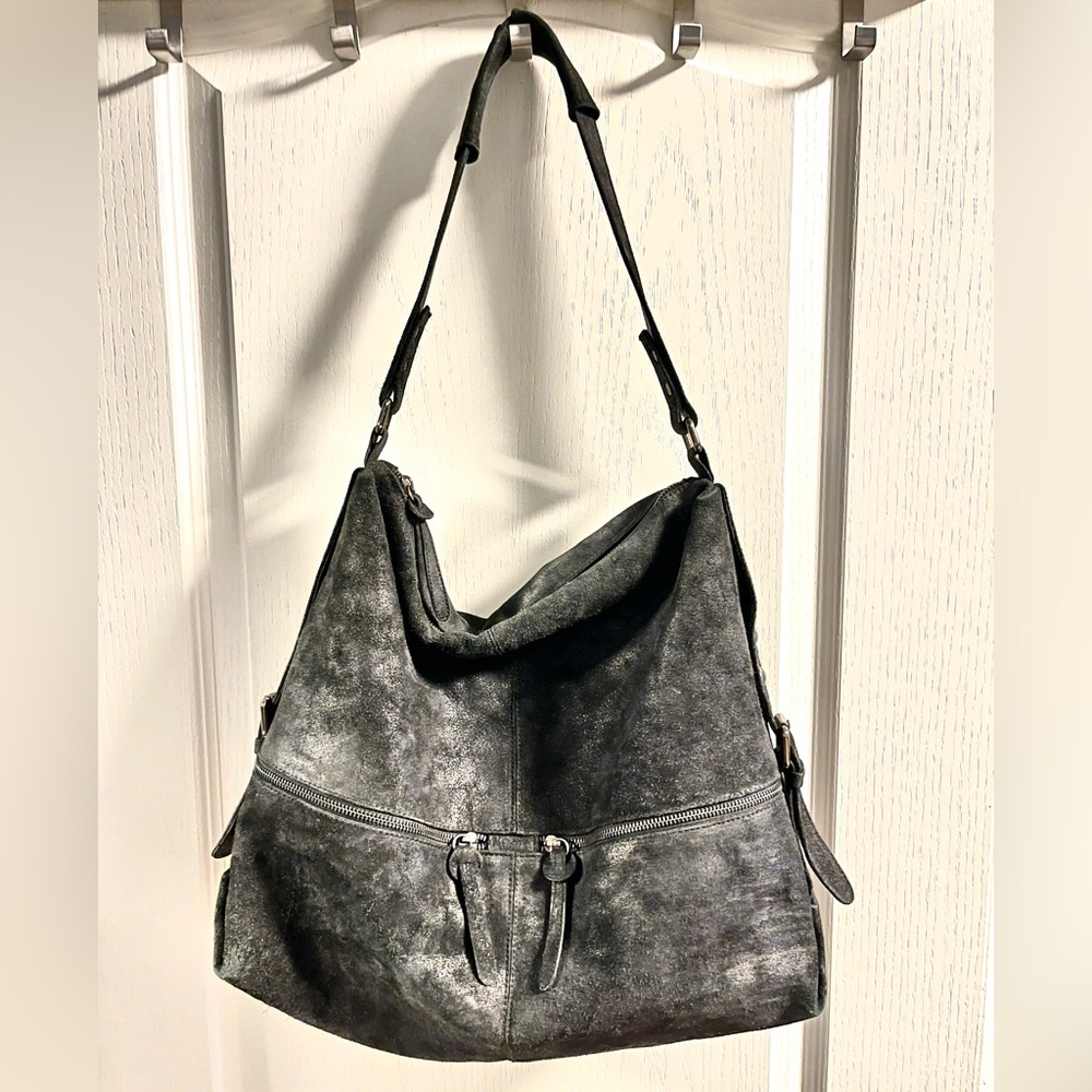 Donald Pliner Black Suede Leather Bag